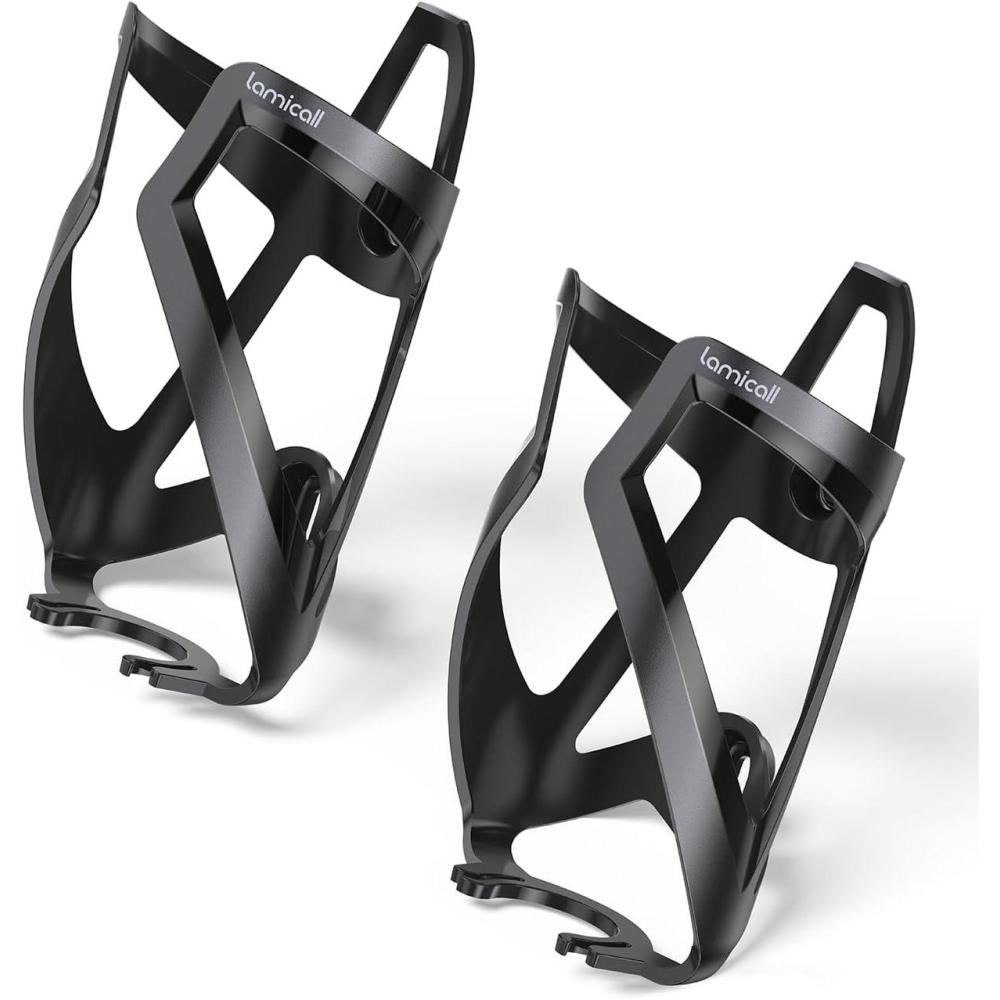 imageLamicall Bike Water Bottle Holder  12 Oz Ultralight ampamp Sturdy Bike Cup Holder Bicycle Drink Cage Cycling Bike Water Bottle Cage with Screw Tool for 275394quot Diameter BottlesBlack2 Pack