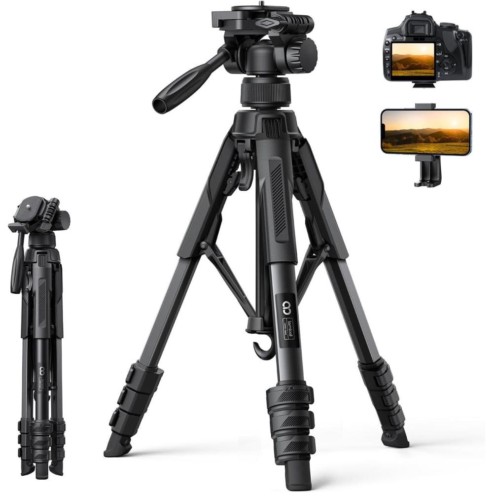 imageLamicall Camera Tripod  176LBS Max Load Tripod for Camera with Rapid Leg Deployment Phone Tripods for Video Recording Photo Vlog 67quot Camera Stand with Phone Holder ampamp Carry Bag for DSLR iPhone GoProBlack