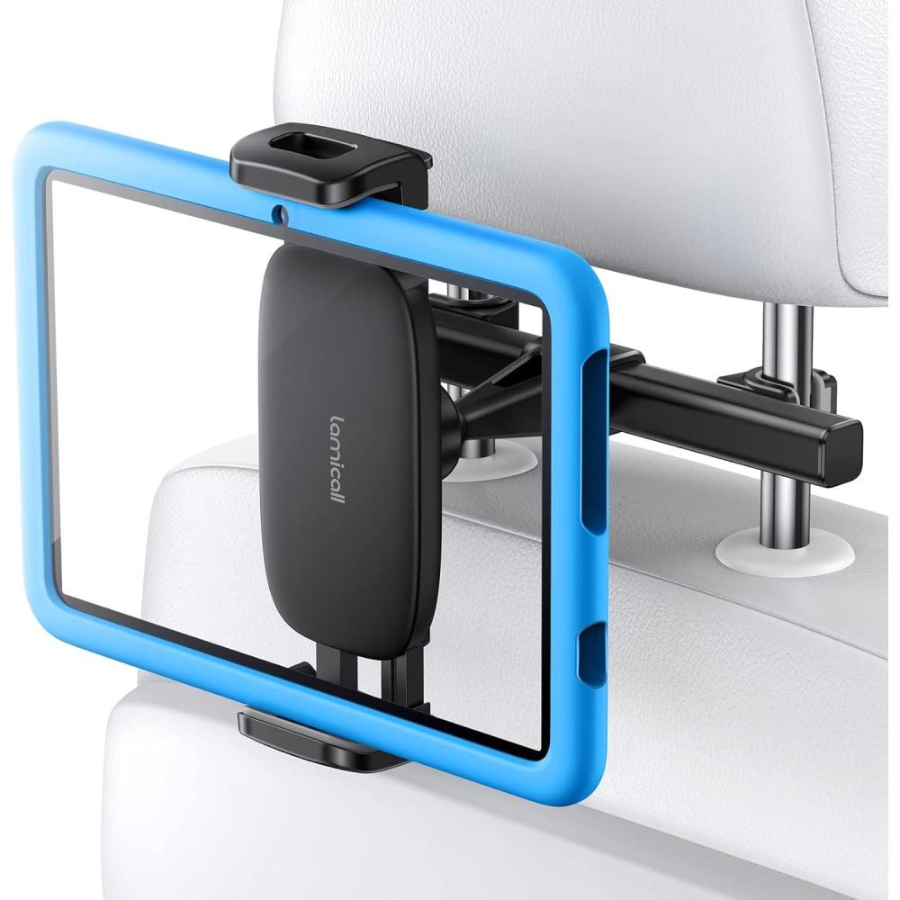 imageLamicall Car Tablet Mount Headrest Tablet Holder  Car Back Seat Travel Stand for Kids Compatible with iPad Pro Air Mini Galaxy Tab Fire HD 4713quot Cell Phone Tablets and DevicesBlack