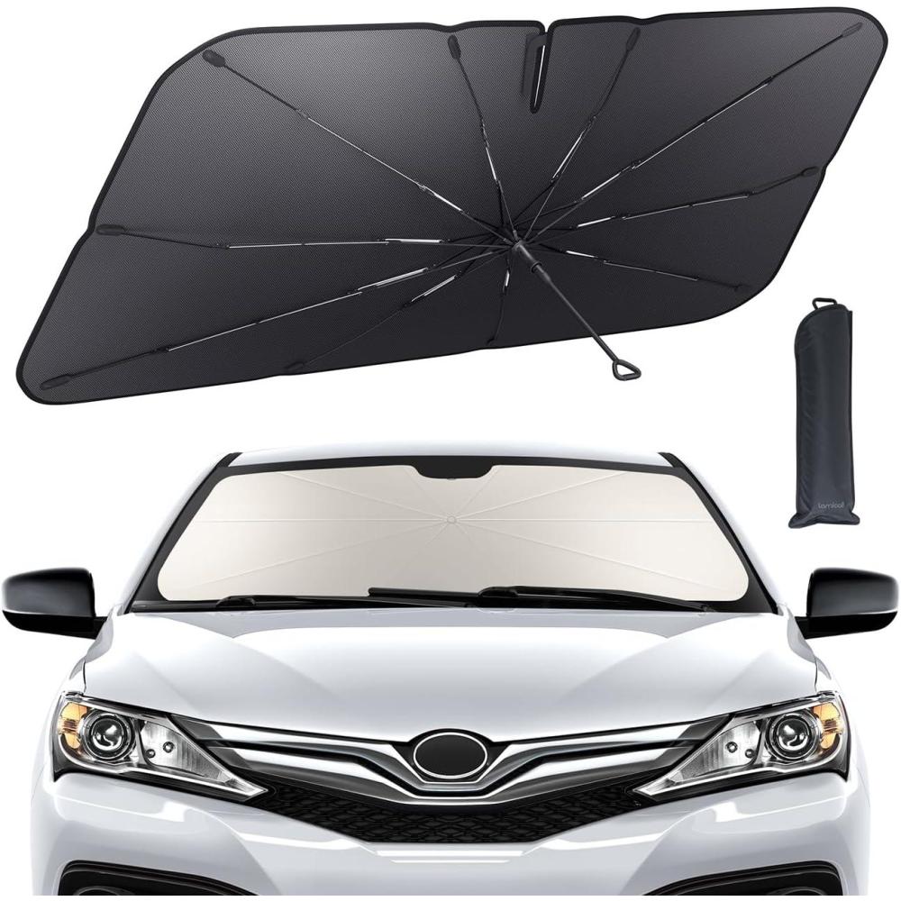 imageLamicall Car Windshield Sunshade Umbrella  5Layer UV Block 10Rib Fiberglass Frame for Heat Insulation 53quotx30quot Front Window Interior Sun Protection for Compact Sedan SUV Windshield