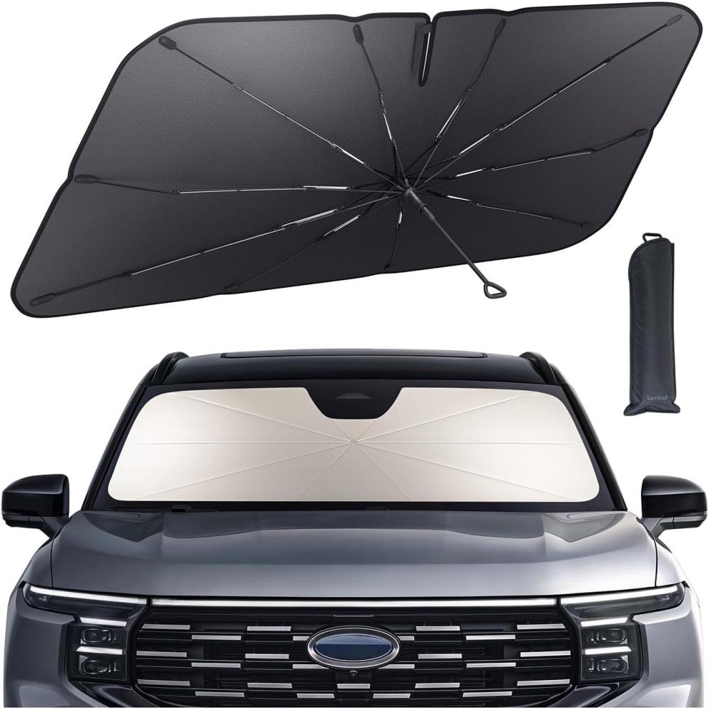 imageLamicall Car Windshield Sunshade Umbrella  5Layer UV Block 10Rib Fiberglass Frame for Heat Insulation 64quotx34quot Front Window Interior Sun Protection for Large SUV Truck Windshield