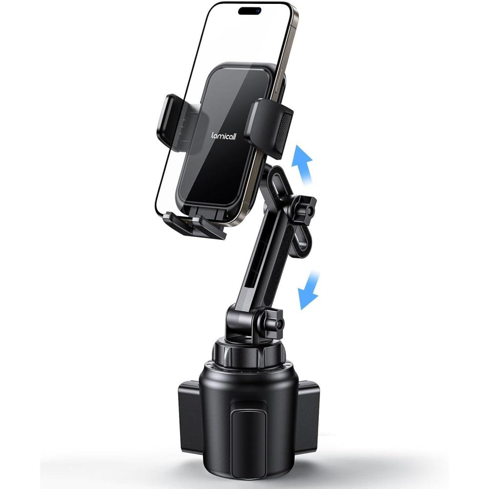 imageLamicall Cup Phone Holders for Your Car Thick Cases Friendly Universal Adjustable Car Cell Phone Mount for Truck Golf Cart iPhone 16 Galaxy S25 Ultra and All 4quot7quot SmartphonesNEW Upgraded  Lucite black