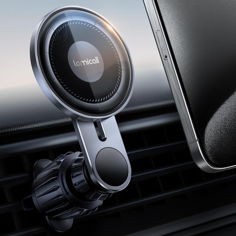 imageLamicall Fits MagSafe Car Mount Vent  2024 Upgraded HD Glass Surface Magnetic Phone Holders for Your Car  Car Phone Holder Mount for iPhone 16 15 14 13 Pro Plus Max Mini for Mag Safe Case