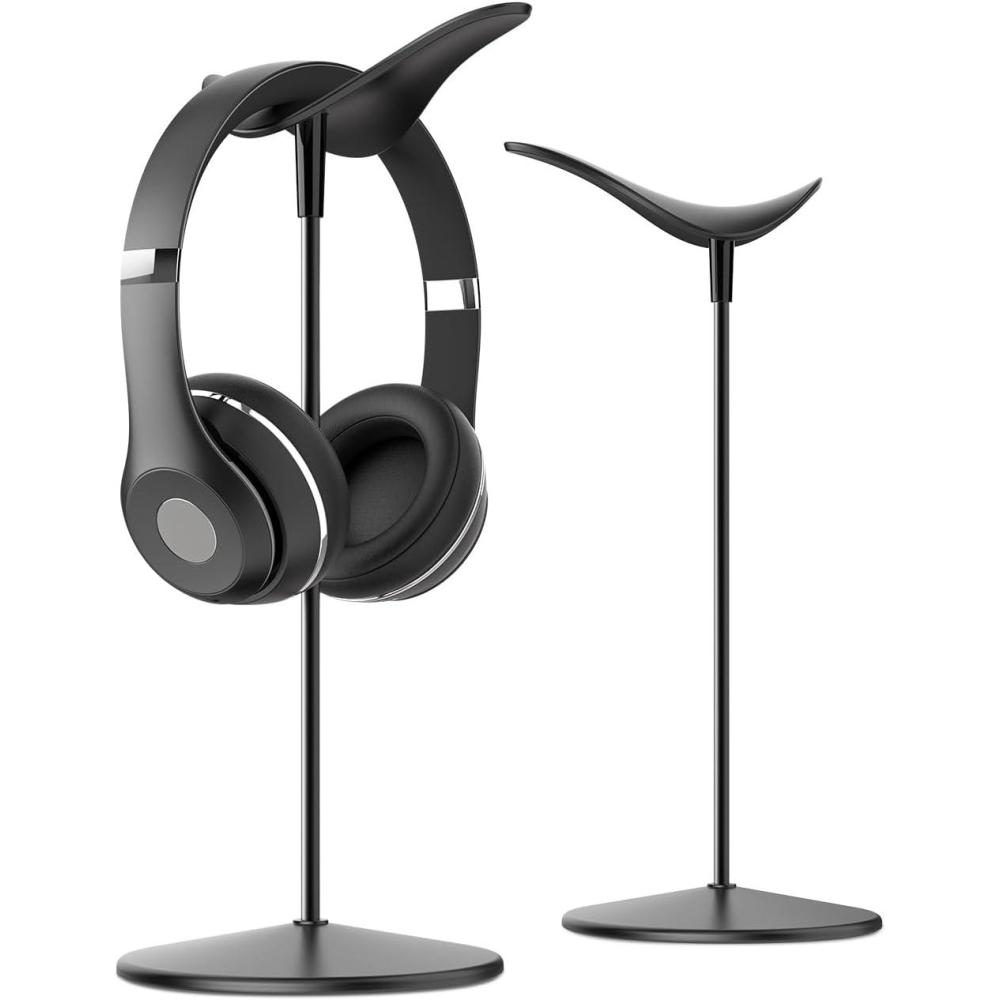 imageLamicall Headphone Stand Desktop Headset Holder  Desk Earphone Stand for All Headsets Such as Airpods Max HyperX Gaming Headphones BeatsSennheiser Music Headphones  BlackBlack