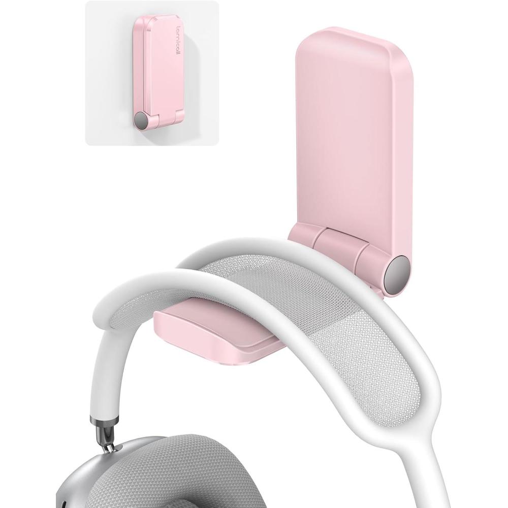 imageLamicall Headphone Stand Sticky Headset Hanger  Adhesive Headphone Holder Hook Mount Headset Stand Holder Clip Under Desk Earphone Clamp for Airpods Max HyperX Sennheiser BlackPink  One Pack