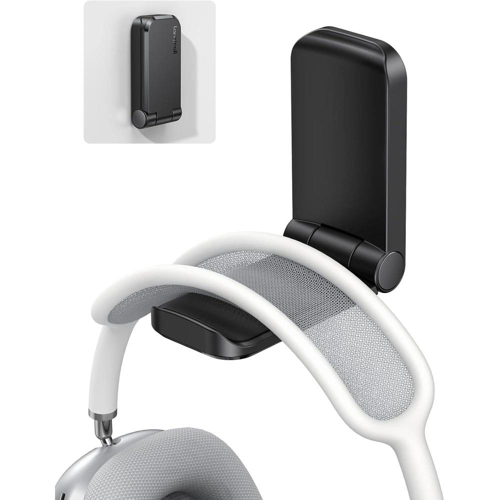 imageLamicall Headphone Stand Sticky Headset Hanger  Adhesive Headphone Holder Hook Mount Headset Stand Holder Clip Under Desk Earphone Clamp for Airpods Max HyperX Sennheiser BlackBlack  One Pack