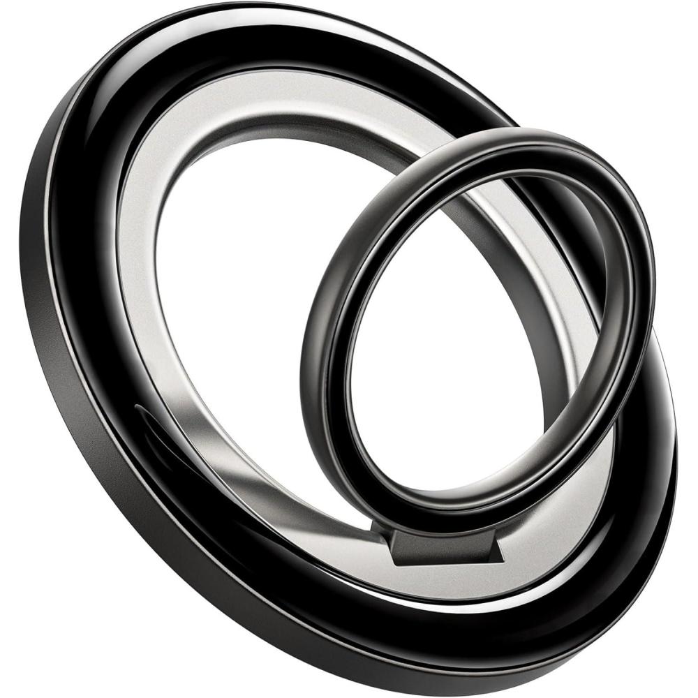 imageLamicall Magnetic Phone Ring for MagSafe Grip  2025 Super Magnet Stylish Twinkle Ring Holder Stand with Upgrade Gear Hinge Mag Safe Accessory for iPhone 16 15 14 13 Pro Max Plus Glitter SilverCrystal Black