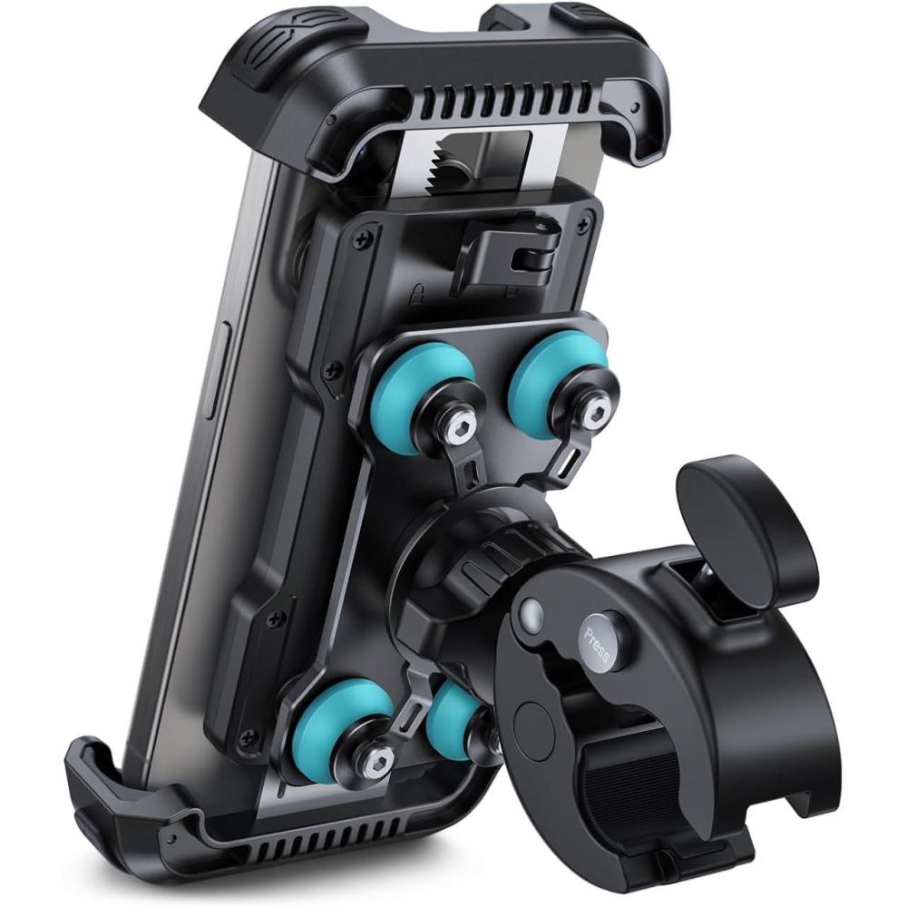 imageLamicall Motorcycle Phone Mount Holder  Dual Vibration Dampener Upgrade Handlebar Clip Motorcycle Cell Phone Holder Bike Phone Mount Fit iPhone 16151413 Pro Max 4767quot Phones BlackBlue