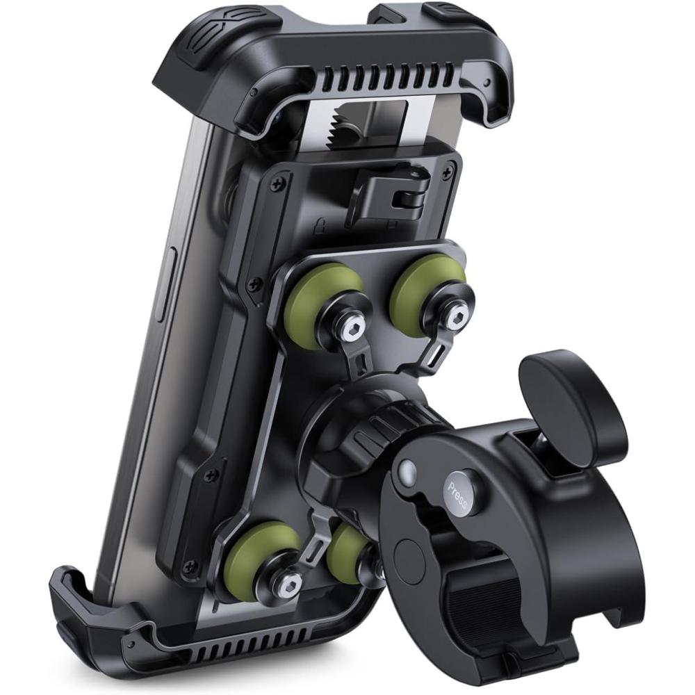imageLamicall Motorcycle Phone Mount Holder  Dual Vibration Dampener Upgrade Handlebar Clip Motorcycle Cell Phone Holder Bike Phone Mount Fit iPhone 16151413 Pro Max 4767quot Phones BlackGreen