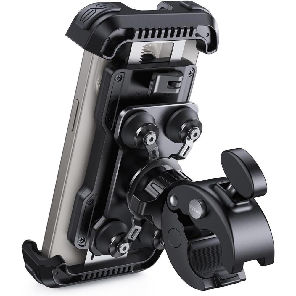 imageLamicall Motorcycle Phone Mount Holder  Dual Vibration Dampener Upgrade Handlebar Clip Motorcycle Cell Phone Holder Bike Phone Mount Fit iPhone 16151413 Pro Max 4767quot Phones BlackBlack