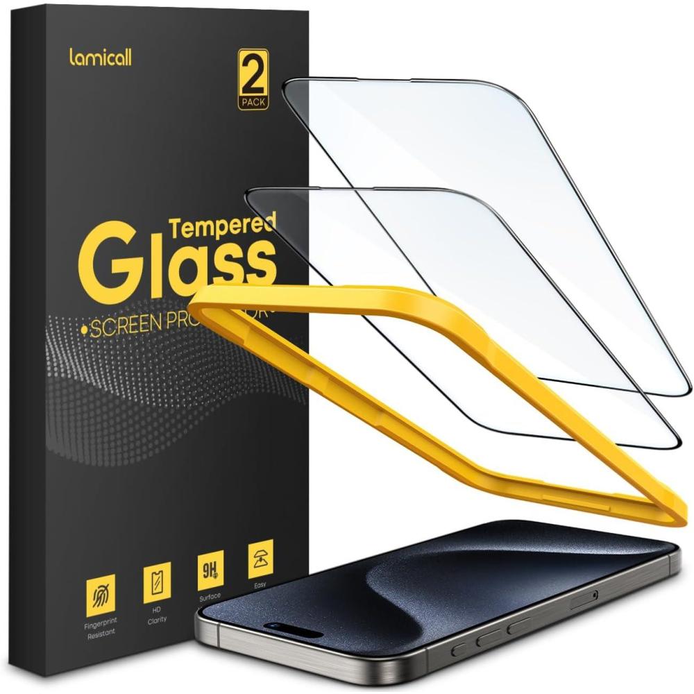 imageLamicall Professional Screen Protector for iPhone 1413 13 Pro 61 inch Military Grade Tempered Glass Film Ultra HDAnti FingerprintFull Screen ProtectionQuick Install Tool 9H 2 Pack15 Pro Max67