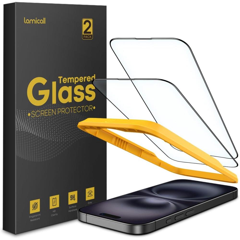 imageLamicall Professional Screen Protector for iPhone 1413 13 Pro 61 inch Military Grade Tempered Glass Film Ultra HDAnti FingerprintFull Screen ProtectionQuick Install Tool 9H 2 Pack16 Plus67