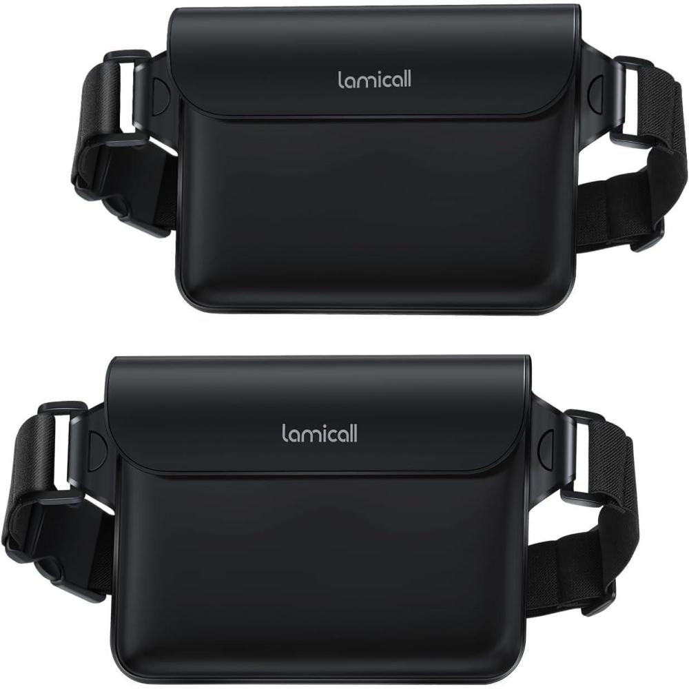 imageLamicall Waterproof Fanny Pack Cruise Essentials 2025  Elastic Waist Strap Dry Bag Pouch Travel Boat Paddle Kayak Beach Swimming Accessories 87 for iPhone 16 15 14 13 Pro Max GalaxyBlack