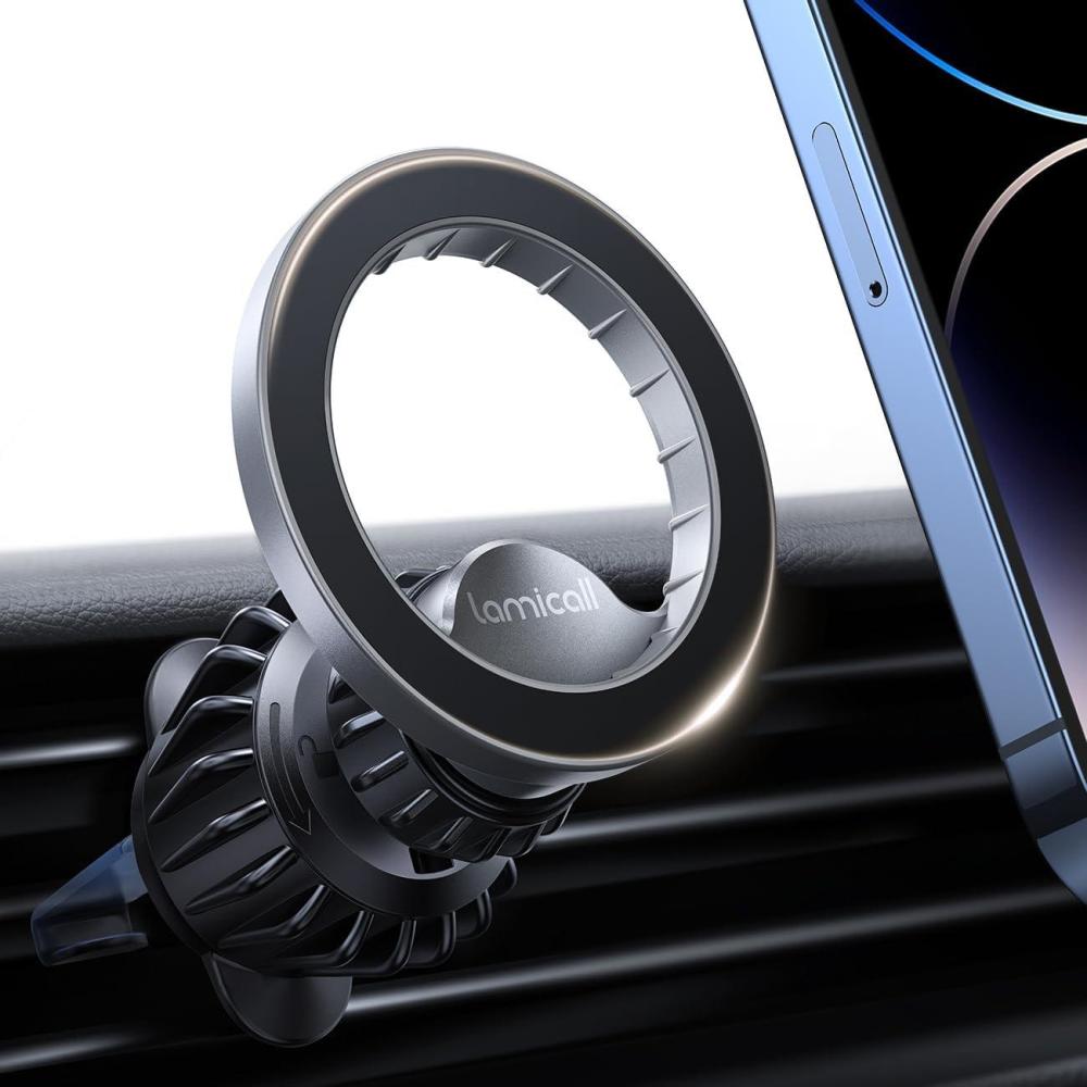 imageLamicall for MagSafe Car Mount  20 Super Magnets Magnetic Car Phone Mount Air Vent Phone Holder Car Hands Free Cell Phone Holder Clip Car Accessories fit iPhone 16 15 14 13 Pro Plus MaxNEW Upgraded  Silver