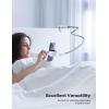 imageLamicall Gooseneck Phone Holder Bed  Nylon Braided Flexible Arm 38inch Overall Length 360 Adjustable Clamp Clip Overhead Cell Phone Mount Stand for Bed Desk 47 CellphoneGrey