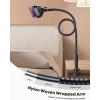 imageLamicall Gooseneck Phone Holder Bed  Nylon Braided Flexible Arm 38inch Overall Length 360 Adjustable Clamp Clip Overhead Cell Phone Mount Stand for Bed Desk 47 CellphoneBlack