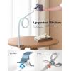 imageLamicall Gooseneck Phone Holder Bed  Nylon Braided Flexible Arm 38inch Overall Length 360 Adjustable Clamp Clip Overhead Cell Phone Mount Stand for Bed Desk 47 Cellphoneblue white