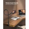 imageLamicall Gooseneck Phone Holder Bed  Nylon Braided Flexible Arm 38inch Overall Length 360 Adjustable Clamp Clip Overhead Cell Phone Mount Stand for Bed Desk 47 CellphoneBlack