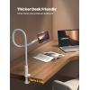 imageLamicall Gooseneck Phone Holder Bed  Nylon Braided Flexible Arm 38inch Overall Length 360 Adjustable Clamp Clip Overhead Cell Phone Mount Stand for Bed Desk 47 Cellphoneblue white