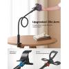 imageLamicall Gooseneck Phone Holder Bed  Nylon Braided Flexible Arm 38inch Overall Length 360 Adjustable Clamp Clip Overhead Cell Phone Mount Stand for Bed Desk 47 CellphoneBlack