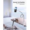 imageLamicall Gooseneck Phone Holder Bed  Nylon Braided Flexible Arm 38inch Overall Length 360 Adjustable Clamp Clip Overhead Cell Phone Mount Stand for Bed Desk 47 CellphoneGrey