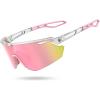 imageLamicall 24g Polarized Sports Sunglasses for Men Women  UV400 Protection Sun Glasses for Running Cycling Baseball FishingTransparent Framepink Lens
