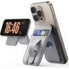 imageLamicall 24oz Light for MagSafe Wallet  Magnetic Phone Stand Slim Faux Leather Grip with 3 Card Holder and Finger Loop Grip for iPhone 15141312 Series Grey