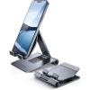 imageLamicall Aluminum Metal Adjustable Cell Phone Stand Desk  Heavy Duty Metal Foldable Desktop Phone Holder Cradle Dock for iPhone 16 15 14 Plus Pro Pro Max 13 12 X XS411 Phone SliverGrey