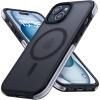 imageLamicall Magnetic Phone Case for MagSafe  18 FT MilGrade Drop Protection Shockproof Case with Air Bumpers Metal Buttons for iPhone 15 Pro Max Black Titanium15 61