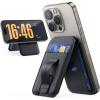 imageLamicall Magnetic Phone Stand  Slim Faux Leather Grip for Apple MagSafe Wallet Magnet 3 Cards Holder Finger Loop Grip for iPhone 15141312 Series Black