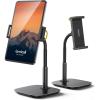 imageLamicall Tablet Stand Holder Gooseneck Tablet Mount  25lb Heavy Duty Base Adjustable Desktop Stand with 360 Degree Rotating for 4713quot Tablet iPad Pro 129 Air Mini Fire Kindle Tabs Black