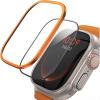 imageLamicall for Apple Watch Ultra Screen Protector  Titanium Bumper Frame Case Cover 2Pack Tempered Glass Film Sensitive Touch for iWatch Ultra 49mm Orange