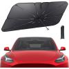 imageTesla Model 3Y Windshield Sunshade  2025 Upgrade Foldable Sunshade Umbrella 5Layer UV Block 10Rib Frame Fits Tesla Model 3Y 20172025 Interior Sun Protection Tesla Accessories