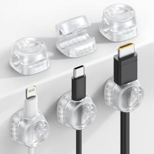 image12Pack Cord Organizer Spring Clips Office Desk Accessories  Lamicall Desk Cable Management Clips Dorm Room Bedroom Essentials Phone Charger Cord Holder Wire Organizer Keeper for NightstandTransparent