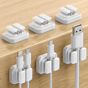 image6Pack Cord Organzier Spring Clip Holder  Lamicall 3in1 Small Clips for Desk Cable Management Adhesive Adjustable Cable Clips Holder for Charger Wire USB Cord Office Car Desk AccessoriesWhite