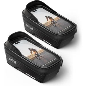 imageLamicall 2 Pack Bike Frame Bag Waterproof  1s Release 2 in 1 Bike Phone Bag Bike Phone Holder Mount Bicycle Top Tube Bag Cycling Pouch with Rain Cover Bike Accessories for Phones Under 7quotMedium2 Pack