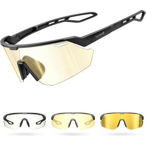 imageLamicall 24g Polarized Sports Sunglasses for Men Women  UV400 Protection Sun Glasses for Running Cycling Baseball FishingBlack Framephotochromic Gold Lens