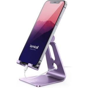 imageLamicall Adjustable Cell Phone Stand Desk Phone Holder Cradle Dock Compatible with iPhone 16 15 14 Plus Pro Pro Max 13 12 X XS48quot Phones Office Accessories All Android Smartphone Blackpurple