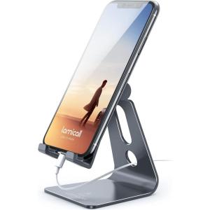 imageLamicall Adjustable Cell Phone Stand Desk Phone Holder Cradle Dock Compatible with iPhone 16 15 14 Plus Pro Pro Max 13 12 X XS48quot Phones Office Accessories All Android Smartphone Blackgrey
