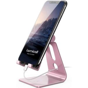 imageLamicall Adjustable Cell Phone Stand Desk Phone Holder Cradle Dock Compatible with iPhone 16 15 14 Plus Pro Pro Max 13 12 X XS48quot Phones Office Accessories All Android Smartphone BlackRose gold 2
