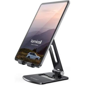 imageLamicall Adjustable Tablet Stand Holder  Foldable Tablet Dock 360 Degree Rotating Desktop Tablet Mount Compatible with iPad Pro 11  129 Mini Air Tabs Kindle and 47quot  13quot Tablet  BlackBlack