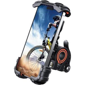 imageLamicall Bike Phone Holder Motorcycle Mount  Motorcycle Phone Holder Handlebar Cell Phone Clamp Scooter Phone Clip for iPhone 16 Pro MaxPlus 15 Pro Max S10 S20 More 47quot to 68quot SmartphonesOrange