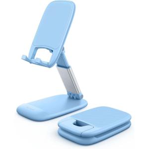 imageLamicall Cell Phone Stand for Desk  Height Adjustable Foldable Mobile Phone Holder Portable Stand for iPhone 16 15 14 13 12 11 Pro Max Plus Galaxy S25 S24 All Cellphones Office AccessoriesBlue