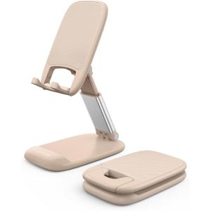 imageLamicall Cell Phone Stand for Desk  Height Adjustable Foldable Mobile Phone Holder Portable Stand for iPhone 16 15 14 13 12 11 Pro Max Plus Galaxy S25 S24 All Cellphones Office AccessoriesKhaki