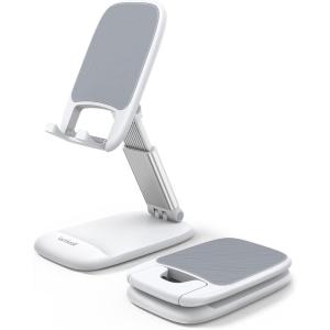 imageLamicall Cell Phone Stand for Desk  Height Adjustable Foldable Mobile Phone Holder Portable Stand for iPhone 16 15 14 13 12 11 Pro Max Plus Galaxy S25 S24 All Cellphones Office Accessories1White