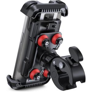 imageLamicall Motorcycle Phone Mount Holder  Dual Vibration Dampener Upgrade Handlebar Clip Motorcycle Cell Phone Holder Bike Phone Mount Fit iPhone 16151413 Pro Max 4767quot Phones BlackRed