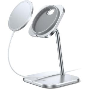 imageLamicall Phone Stand for Apple 15W MagSafe Charger  Charger Not Included 360 Rotation Adjustable Aluminum Charging Holder Dock for Desk Compatible with iPhone 16 15 14 13 12 Pro Pro Max Plusfor 25W Charger New Version  16 Series