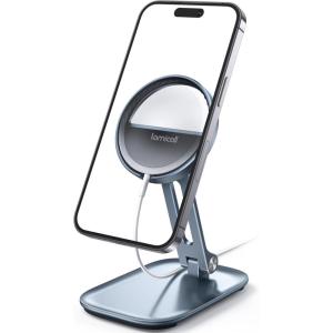 imageLamicall Phone Stand for Apple 15W MagSafe Charger  Collasple Adjustable Charging Holder Dock Cradle for Desk Compatible with Airpods iPhone 16 15 14 13 12 Plus Pro Pro Max Grey Stand Only