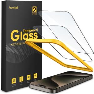 imageLamicall Professional Screen Protector for iPhone 1413 13 Pro 61 inch Military Grade Tempered Glass Film Ultra HDAnti FingerprintFull Screen ProtectionQuick Install Tool 9H 2 Pack15 Pro 61