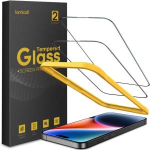 imageLamicall Professional Screen Protector for iPhone 1413 13 Pro 61 inch Military Grade Tempered Glass Film Ultra HDAnti FingerprintFull Screen ProtectionQuick Install Tool 9H 2 Pack15 Plus 67